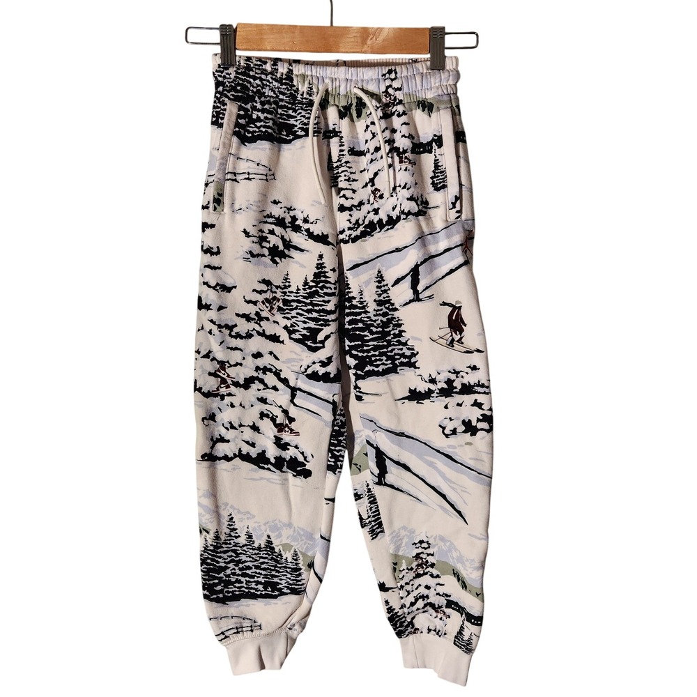 Nike Jordan Holiday Print Brooklyn Fleece Sweatpants Kids M White Ski Print